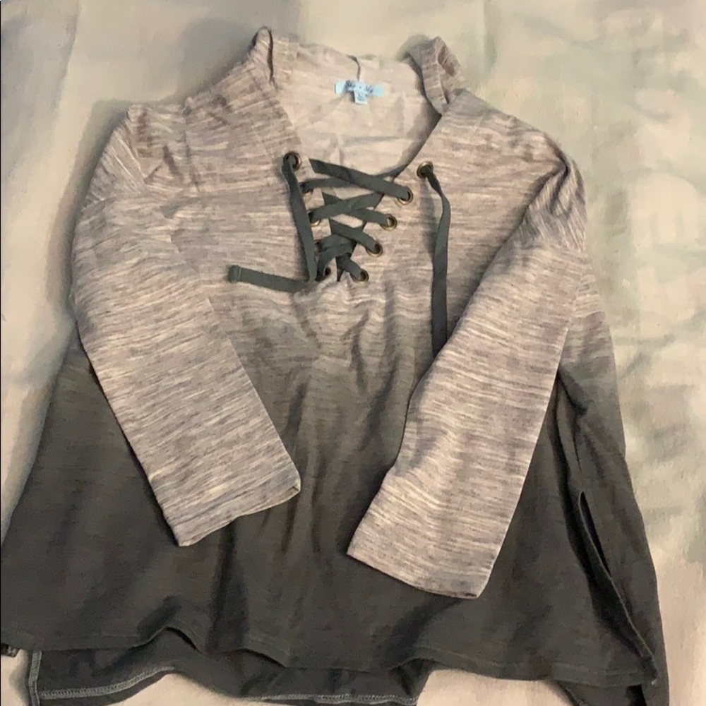 Lace Up Hooded Sweatshirt